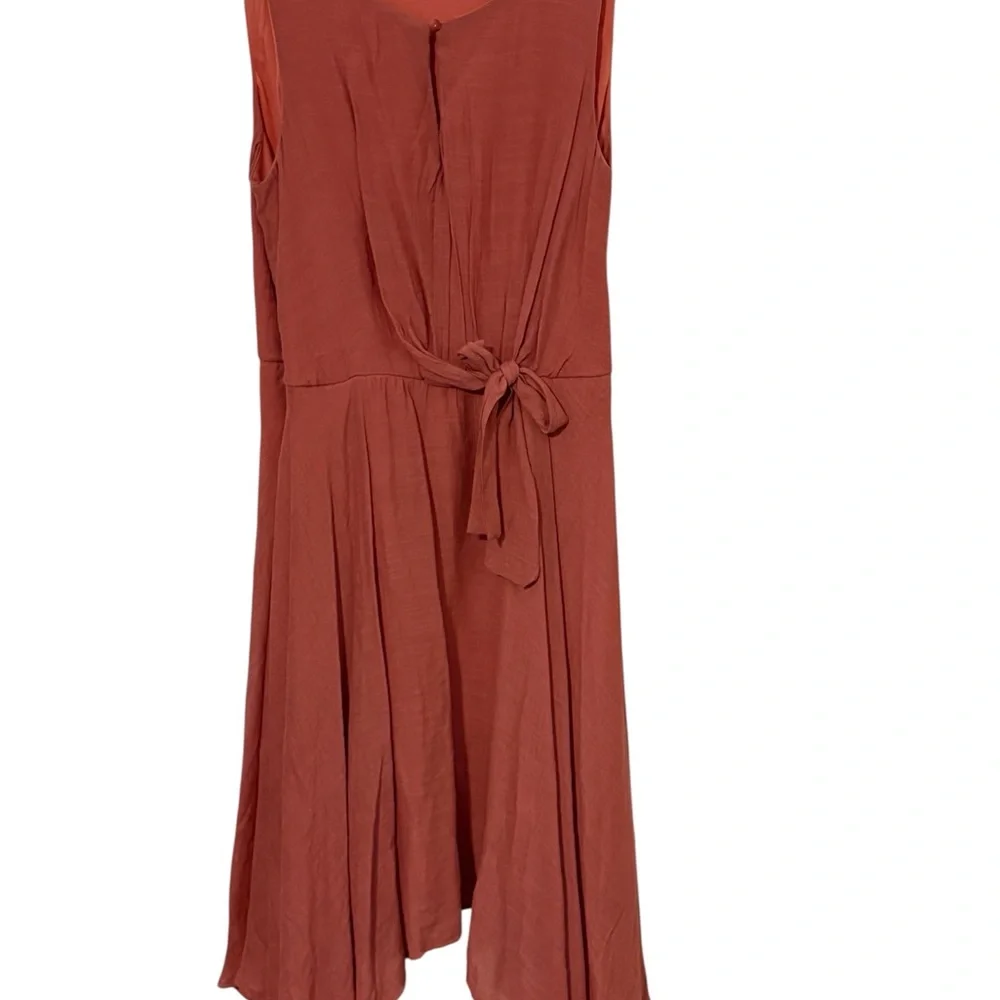 Women’s AUW Rust Midi Dress with Tie Waist - Picture 1 of 5